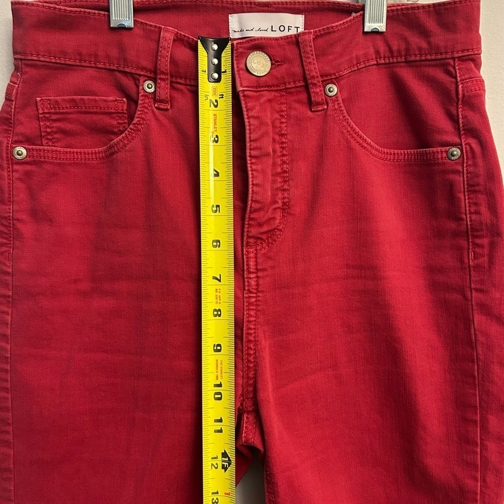 LOFT Red Skinny Jeans With Raw Hem Size 25/0 - Picture 8 of 9